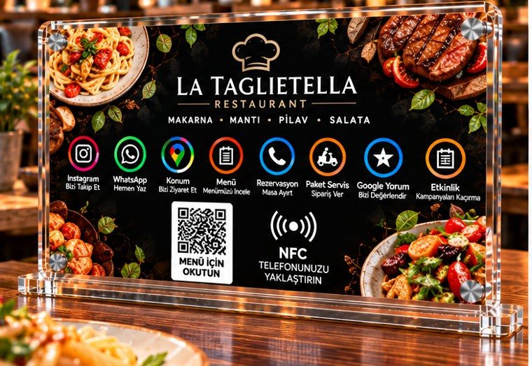 XL masa standı, restoran masasında